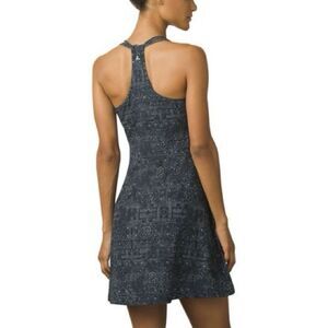 Prana Pristine Dress In Black Mosaic Sporty Tank Dress with Built-in Bra Size M
